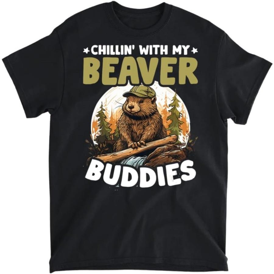 Funny Beaver Lover Pun Humor Animal Chillin with Beaver T-Shirt, Tank Top, Long Sleeve, Sweatshirt, Hoodie Men Women Kids Made in Canada Black XXXXXL разноцветный