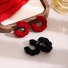 New Year'S Ankara Red Flocked C-Shaped Twist Earrings, Light Luxury And High-End Fashion Earrings In Autumn And Winter