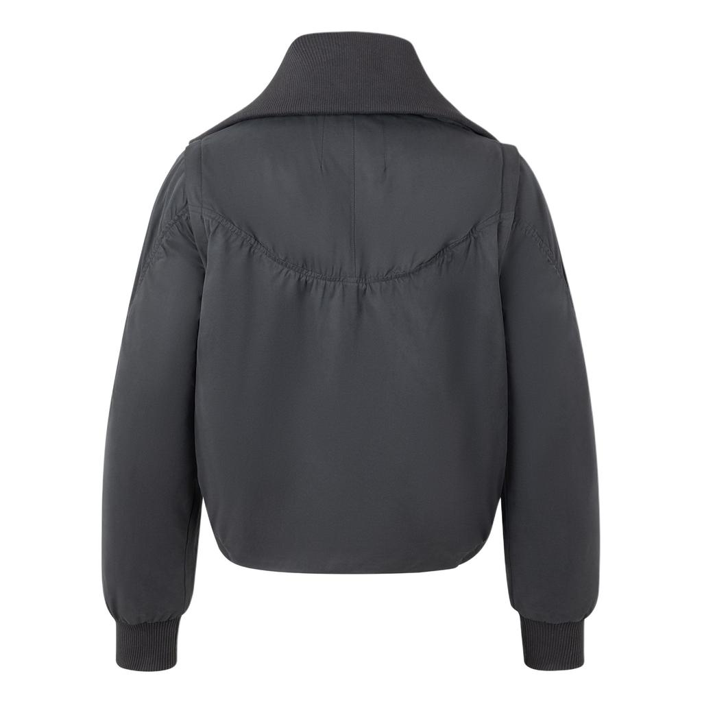 Adidas Fustl W P Djk C Warm Sports High Neck Casual Detachable Faux Two Piece Cotton Jacket Women jackets Charcoal-Black JW8913