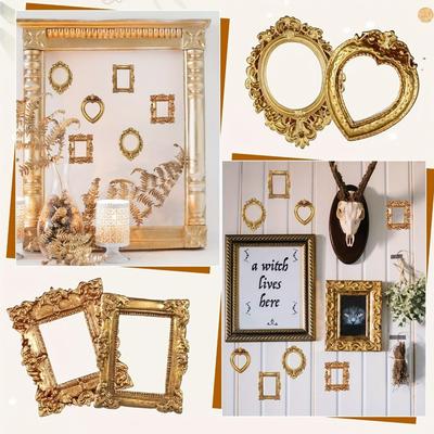 Vintage Harz DIY Schattenbox Rahmen Gold DIY Mini Foto Rahmen Erinnerungs Display Rahmen Fotografie Hintergrund Dekoration