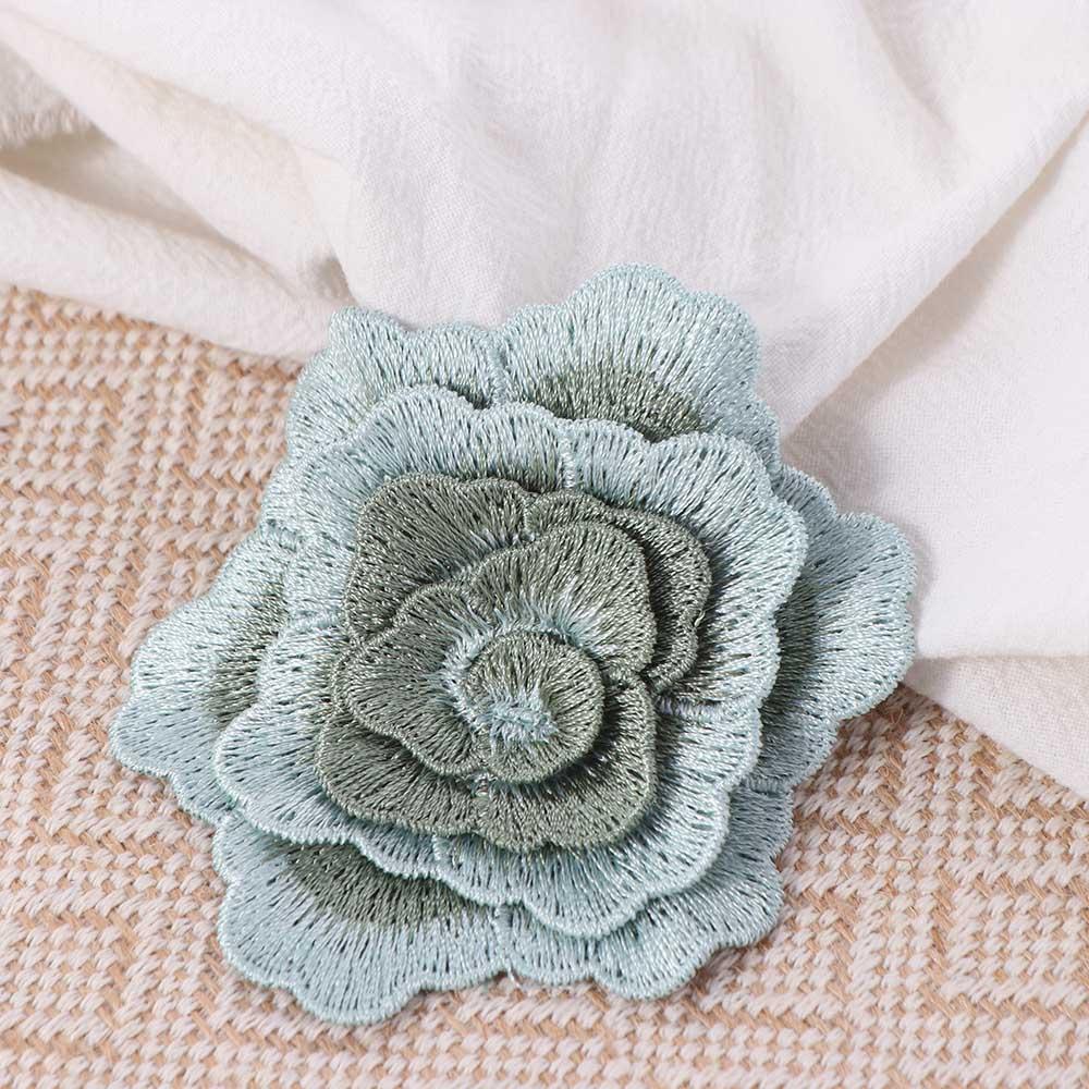 3PCS Multi-layer 3D Flowers Embroidered Appliques Handmade DIY Crafts Clothing Appliques Garment Decoration Exquisite зелёный