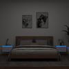 VidaXL Wall-Mounted Bedside Tables with LED Lights 2 Pcs, Nightstands, Bedroom Night Tables, Modern, White Wood 836827