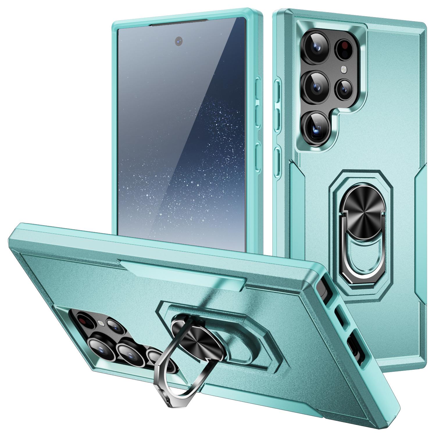 

Для Samsung Galaxy S24 Ultra Чехол Военный класс Кольцо-подставка ПК+ТПУ Чехол для телефона Green