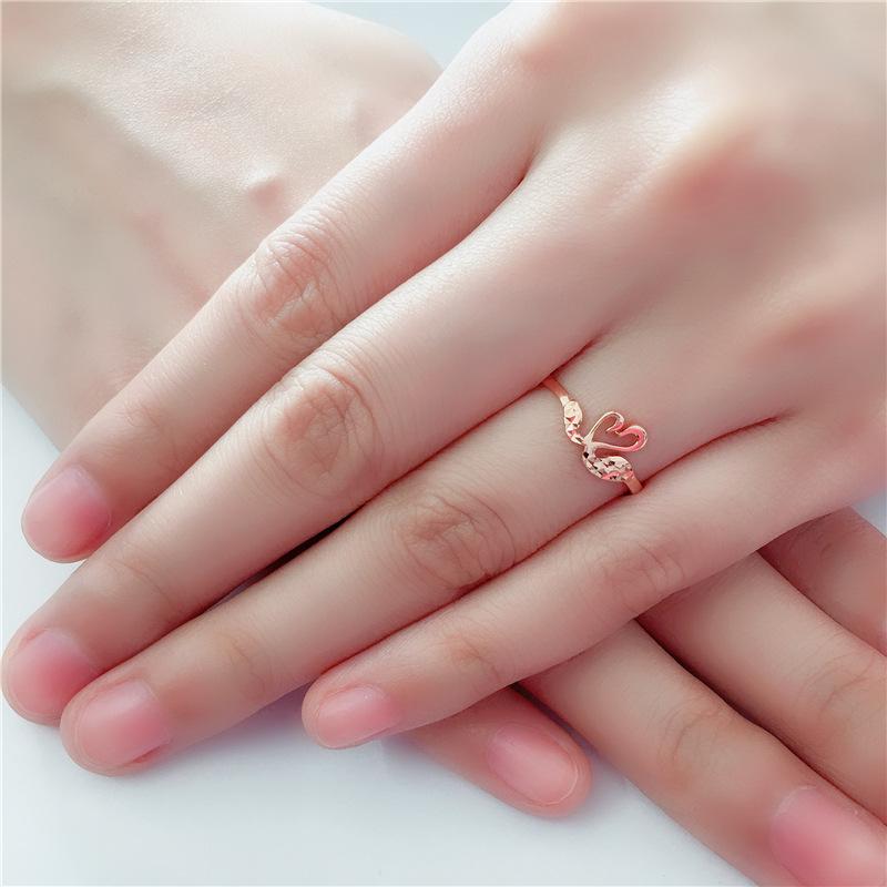 Rose Gold Plated Swan Ring Temperament Purple Gold Live Design Jewelry
