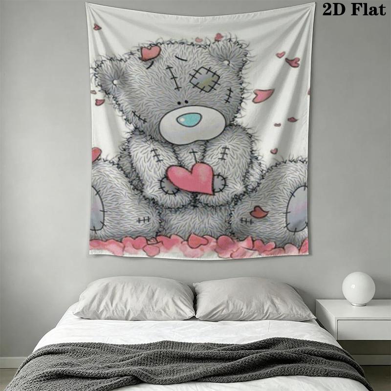 Tatty Teddy Wall Tapestry Aesthetic Wall Hanging Printed Fabric Blanket Decorative Tapestries for Bedroom Living Room Home Decor