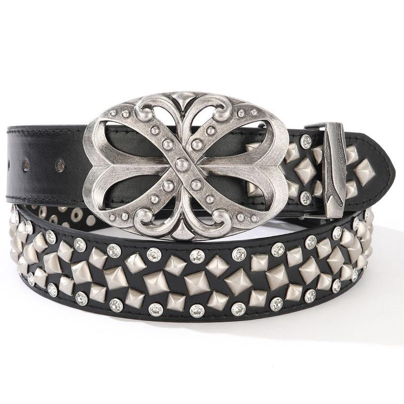 Belt - heavy-duty metal studded belt - punk streetwear y2k unisex belt 110cm чёрный