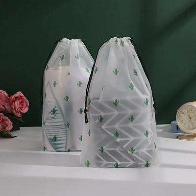 1pcs Transparent Drawstring Makeup Bag Clothes Underwear Shoes Organizer Pouch Travel Toiletries Cosmetic Cartoon Storage Bag