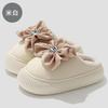 Bow Cotton Slippers Autumn and Winter Thick Bottom Non-slip Home Indoor Household Plush Warm Cotton Mop