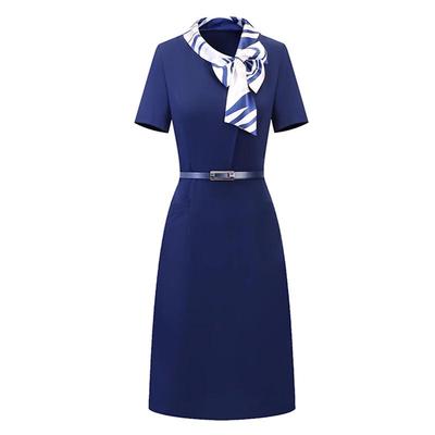 Tluoman Professional Short-Sleeved Midi Dress with Belt
