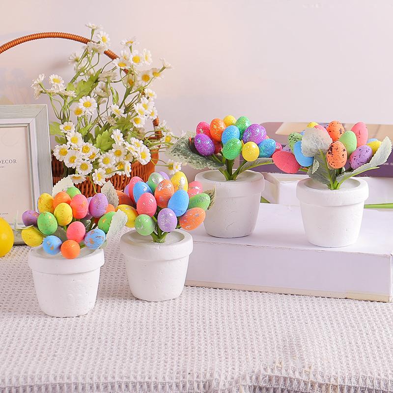 Easter 12Cm Egg Potted Creative Spotted Egg Flower Pot Outdoor Garden Easter Ornaments