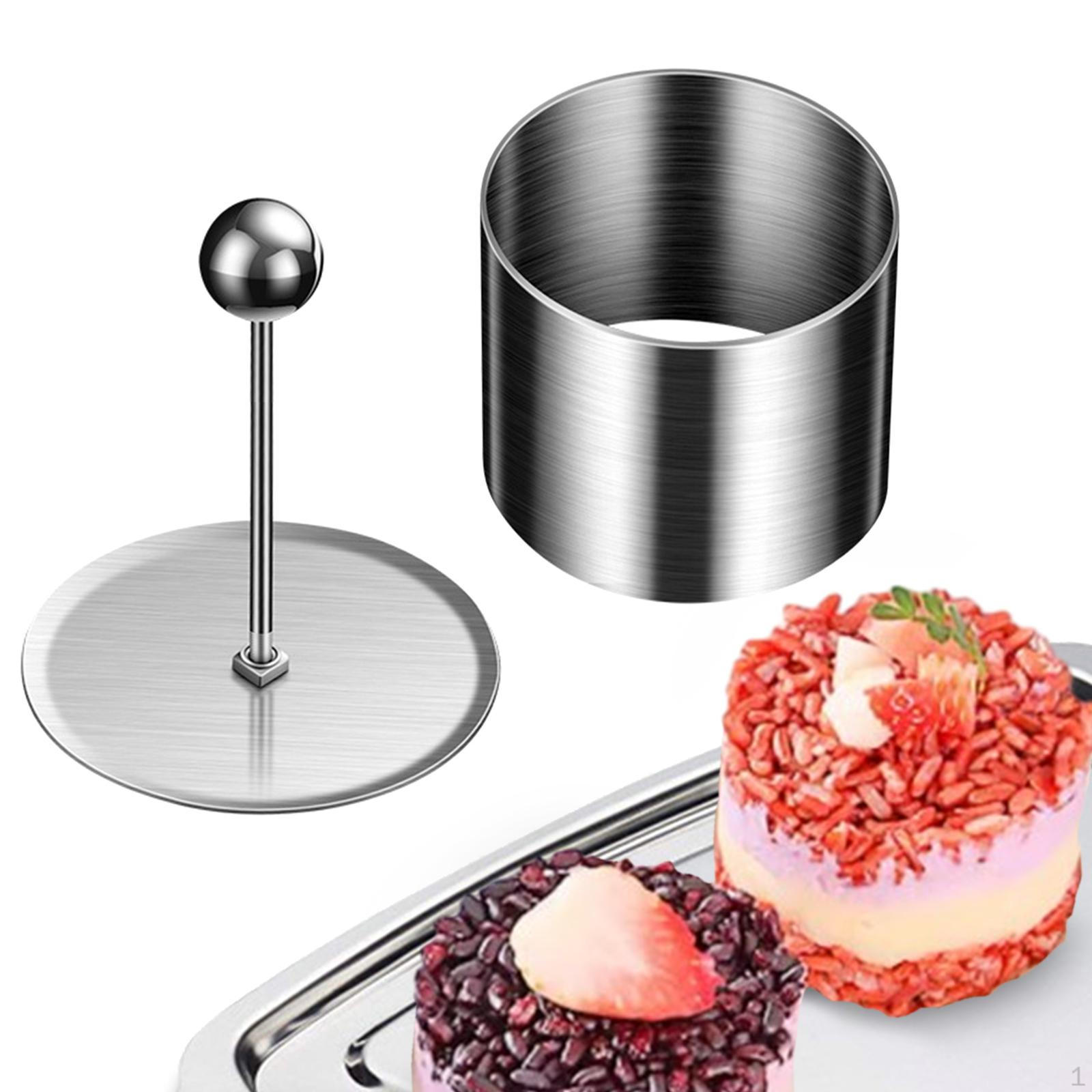 

3 Pieces Cupcake Mousse Ring Stainless Steel Dessert Cake Food with Pusher for small