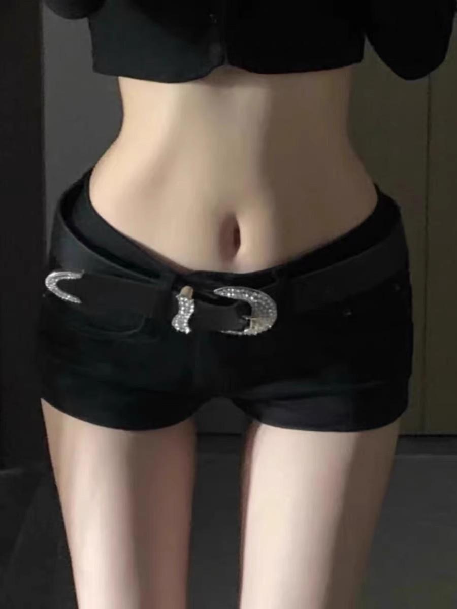 

Женские джинсовые шорты с низкой посадкой и стрейчем - Утягивающие широкие штанины, Весна/Лето/Осень XS