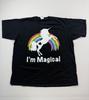 Port & Company Shirt Mens 2XL Black I'm Magical Unicorn Rainbow Graphic Tee Unisex T-Shirt