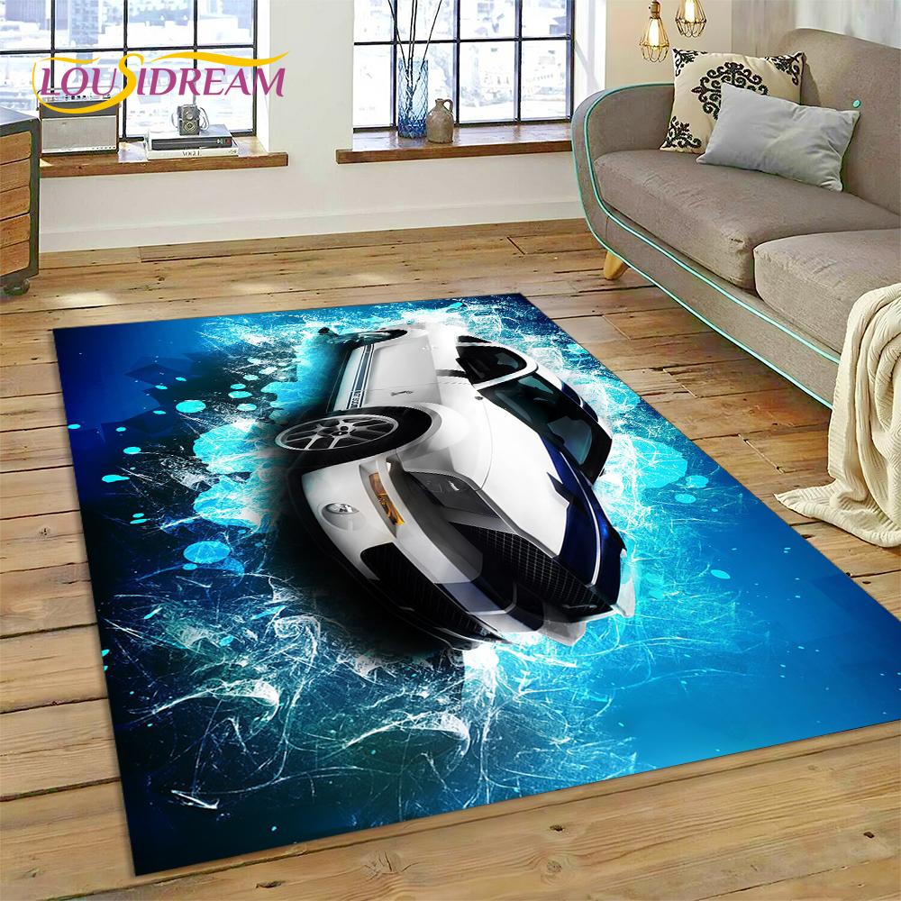 Classics 3D F-Ford GTR Mustang Car Rug Carpet for Living Room Bedroom Home Decor,Floor Mat Non-slip Decoration for Sofa Doormat