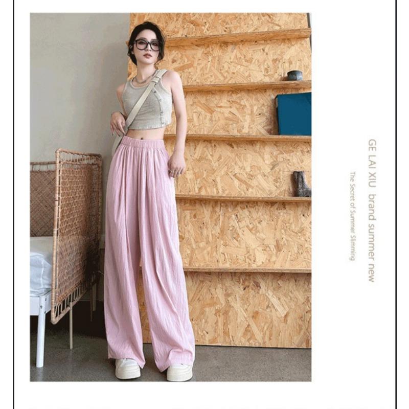 

Summer new Yamamoto pants high waist drape casual fashion versatile lazy style women wear straight wide-leg pants M80-100 розовый