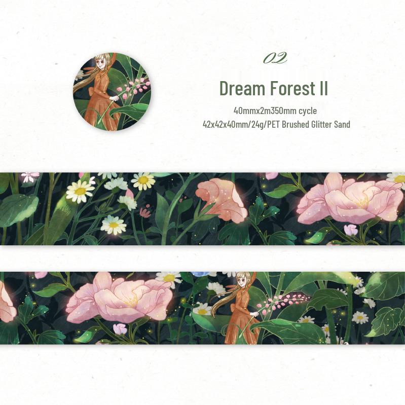 Twilight Pet Glitter Sand Tape - Dream Forest Cloud Pattern Journal & DIY Collage