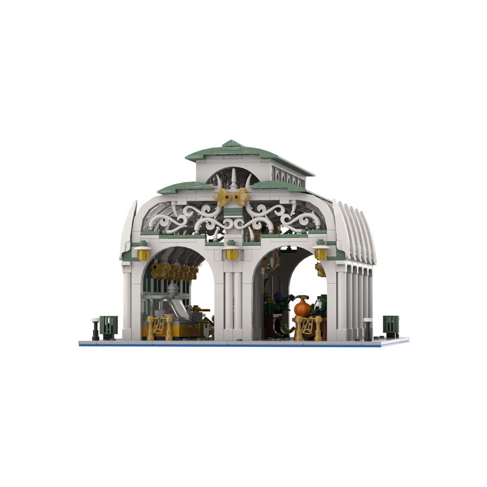 Gobricks MOC Museum Market hall Bricks Model Market house Indoor Market Mercado Roma Building Blcoks Toys Gift