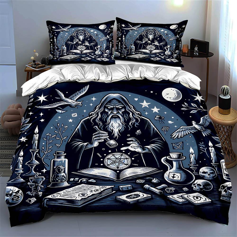 Mystical wizard design Bedding Duvet cover sets Duvet covers Pillowcases gifts (1 * Duvet Cover 2 * Pillowcases, without duvet insert)