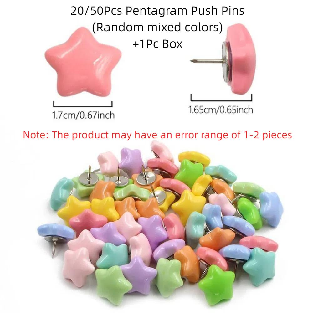 20/50Pcs DIY Star Shape Pushpins Macaron Blackboard Push Pins Portable Decorative Studs Corkboard