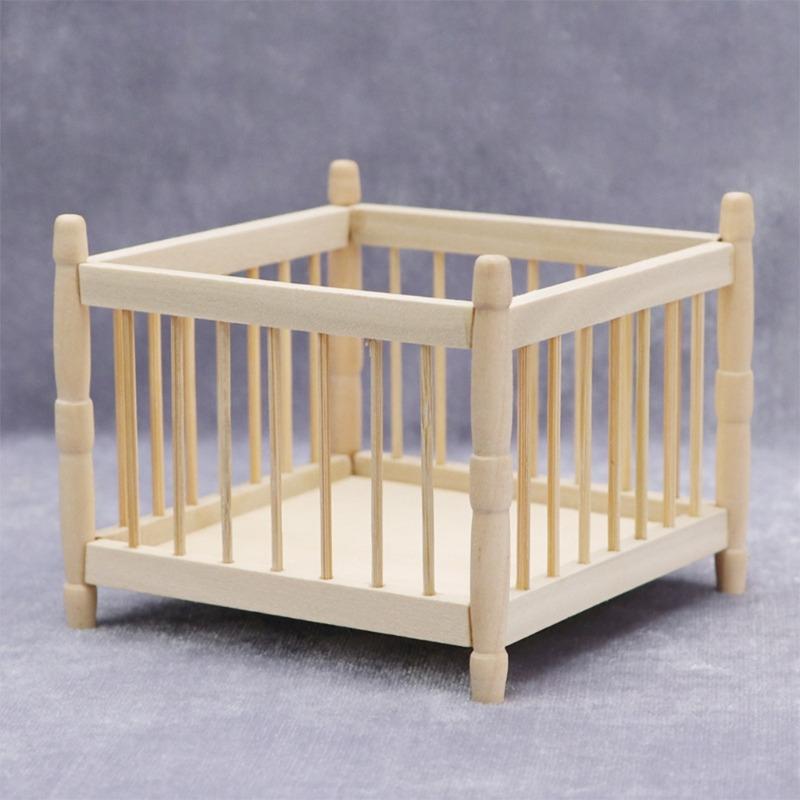 1/12 Scale Dollhouse Baby Bed Miniature Furniture Model for Girls Boys Ornament for Kids DIY Play Ornament Play Crafts.