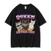 Vintage Queen Never Cry Cat Funny Meme Graphic T Shirt Unisex Summer Casual Humor Silly Cats Lover T-shirts Cotton Short Sleeve Tee