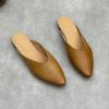 Johnature Pointed Toe Genuine Leather Women's Slippers Casual And Versatile Soft Cowhide Outdoor Slip-on Shoes
