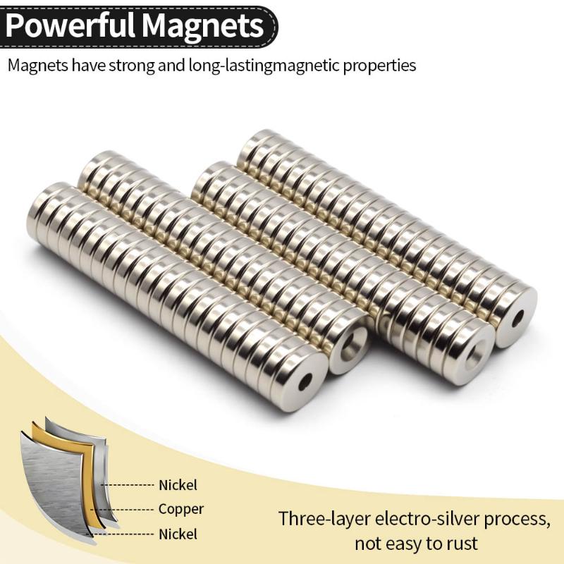20X5-5Mm Super Strong Neodymium Magnet N35 Ndfeb Permanent Magnetic Imanes Round With Holes Powerful Magnets Refrigerator Magnet