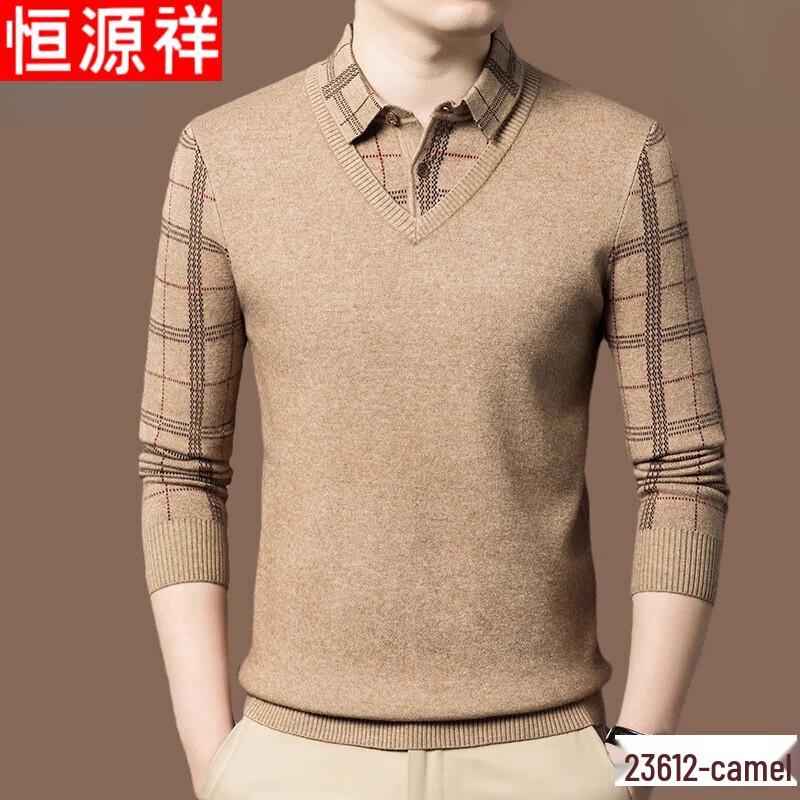 

Hengyuanxiang Men s Faux Two-Piece Sweater 3XL