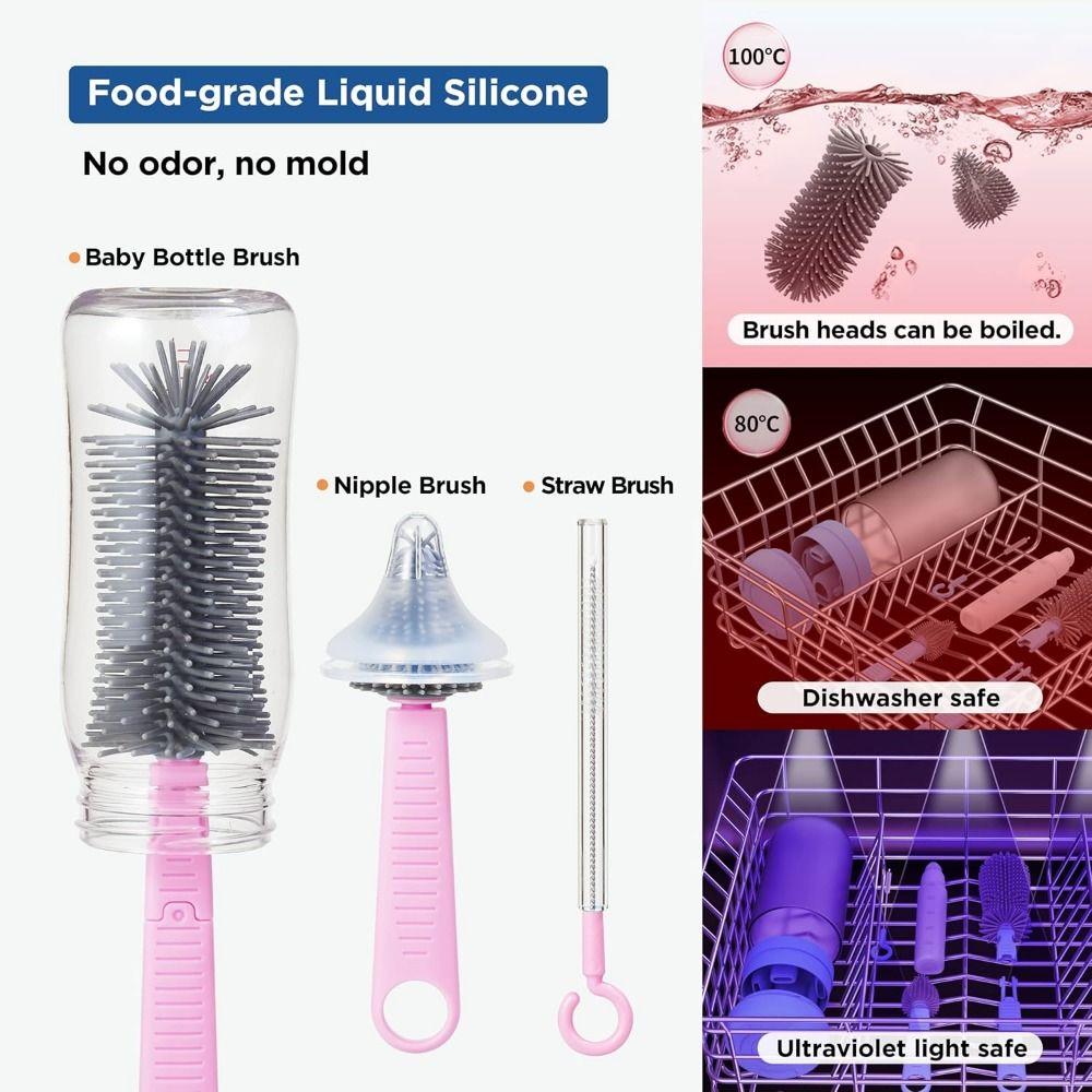 6 in 1 Nipple Straw Cleaner Kit Compact Baby Bottle Brush Set Feeding Bottle Brush  Bottle Cleaning