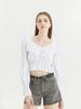 French Pleated Lantern Long Sleeve Shirt Women New Vintage White Square Collar Blouse Tops Female Korean Fashion Desidn Casual Clothing 2024