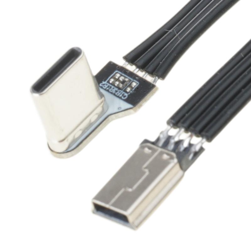Угловой кабель Type C влево к USB для автомобильных видеорегистраторов, камер. Прочный силиконовый кабель-переходник Type C на USB.