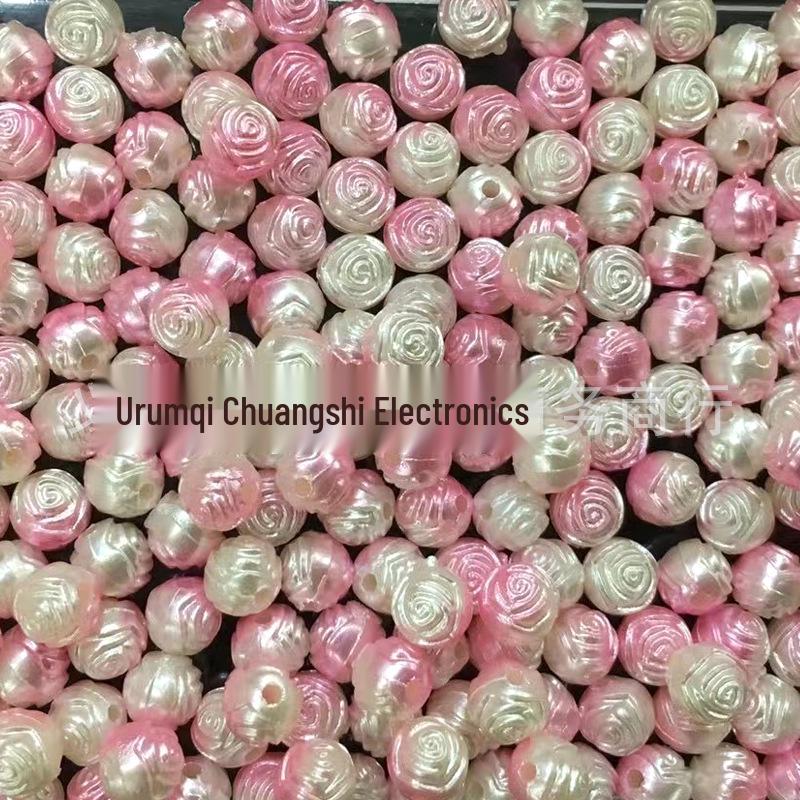 8mm DIY Two-Tone Faux Pearl Gradient Rose Beads for Hair and Clothing Accessories 8mm, approx. 1800 pcs per pound розовый