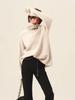 Women's Red Retro High Neck Wool Sweater - Festive, Loose, Thickened, Age-Reducing Cashmere Design