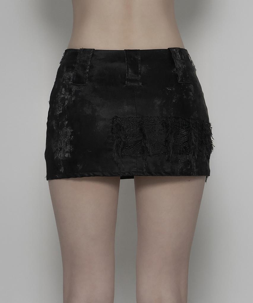 Soea Lace Leather Chain Short Skirt