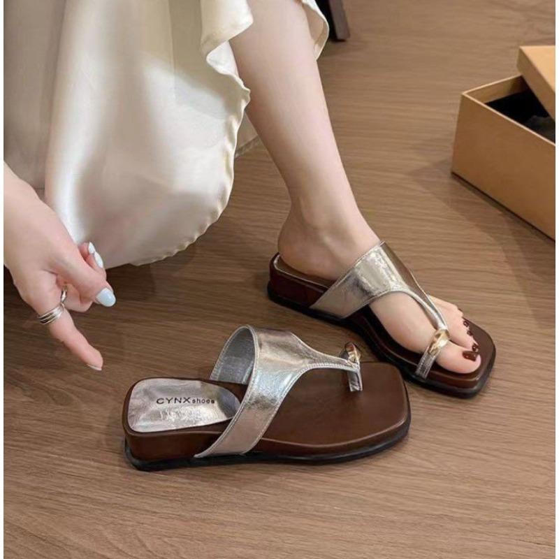 Fashion Designer Women Leather Flip-flops Retro Trend Slippers Summer Women Shoes Comfortable Beach Slippers Ladies Slides Tongs Femme