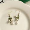 1 Paar Tropfen Ohrringe Piercing Exquisite helle Farbe grüne Blätter Faux Perlen