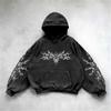 Unisex Dark Gothic Punk Graphic Print Pullover Hoodie Long Sleeve Loose Streetwear Sweatshirt For Men Women