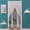 Embroidered Anti-mosquito Door Curtain Double Layer Door Drape Lace Sheer Door Curtain  Summer