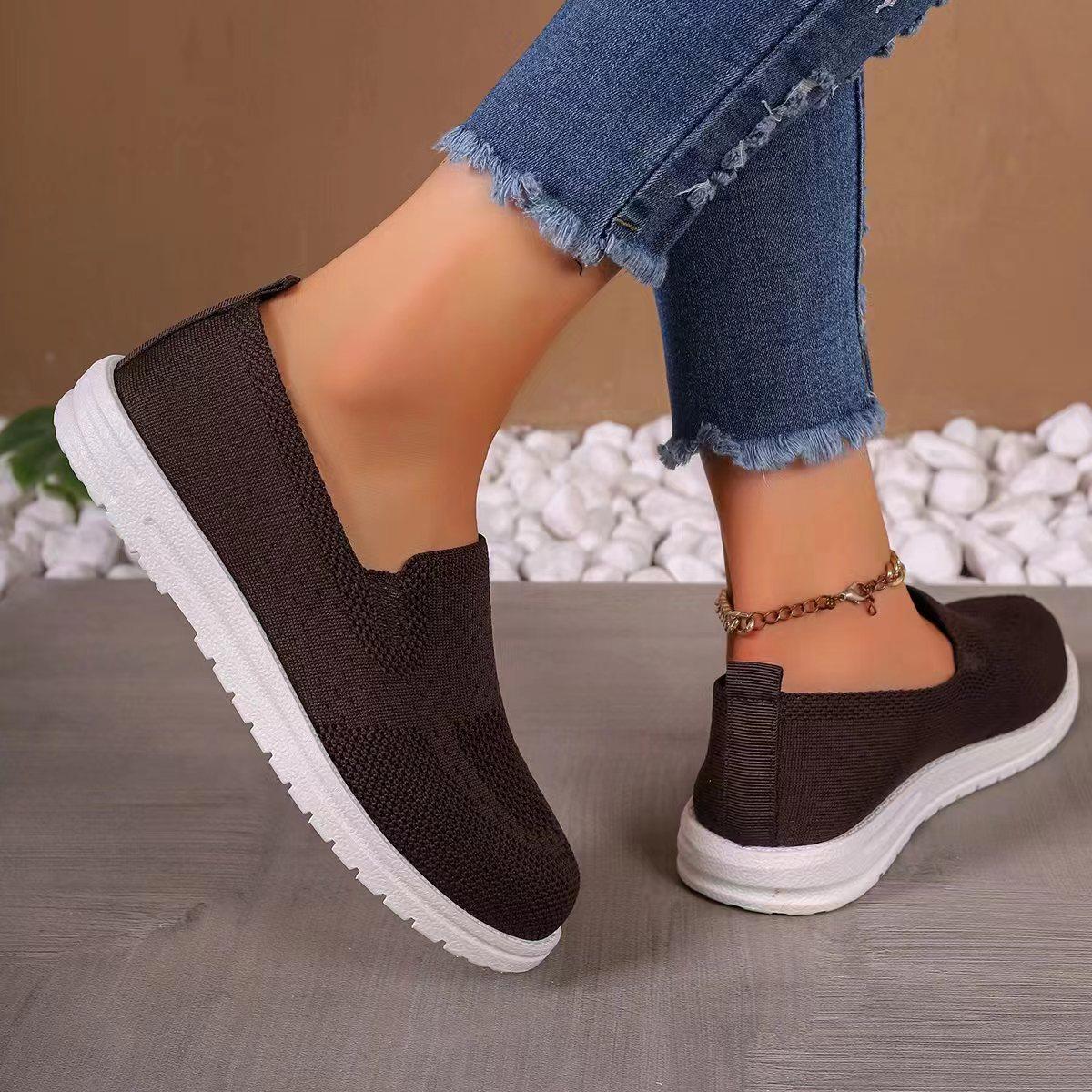 

Fashion Women Sneakers Summer Solid Color Fashion Shoes for Women Mesh Breathable Casual Sneakers Comfortable Flat Walking Loafers 43 коричневый
