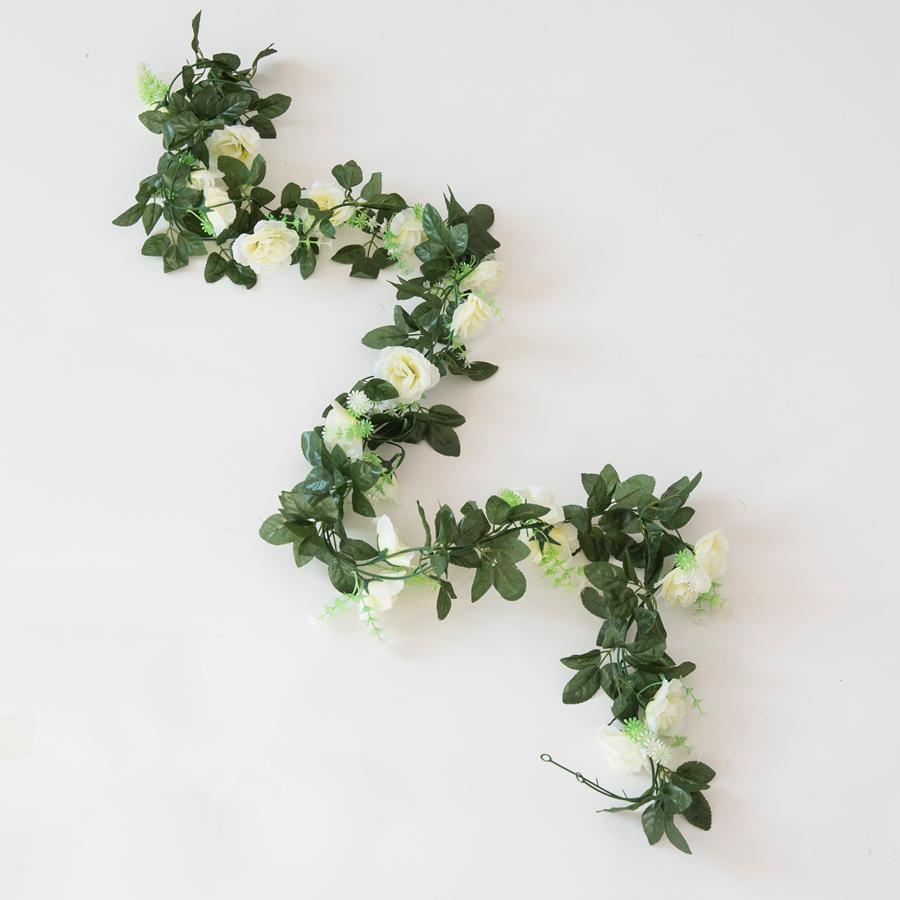 Silk Roses Artificial Vine Hanging Flowers for Wall Christmas Rattan Fake Plants Leaves Garland Outdoor Wedding Home Decoration