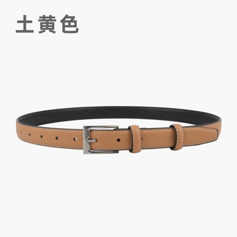 The First Layer Of Cowhide Lychee Pattern Genuine Leather Women'S Belt Retro Belt With Jeans Casual Pants Width 2.3Cm Pin Buckle
