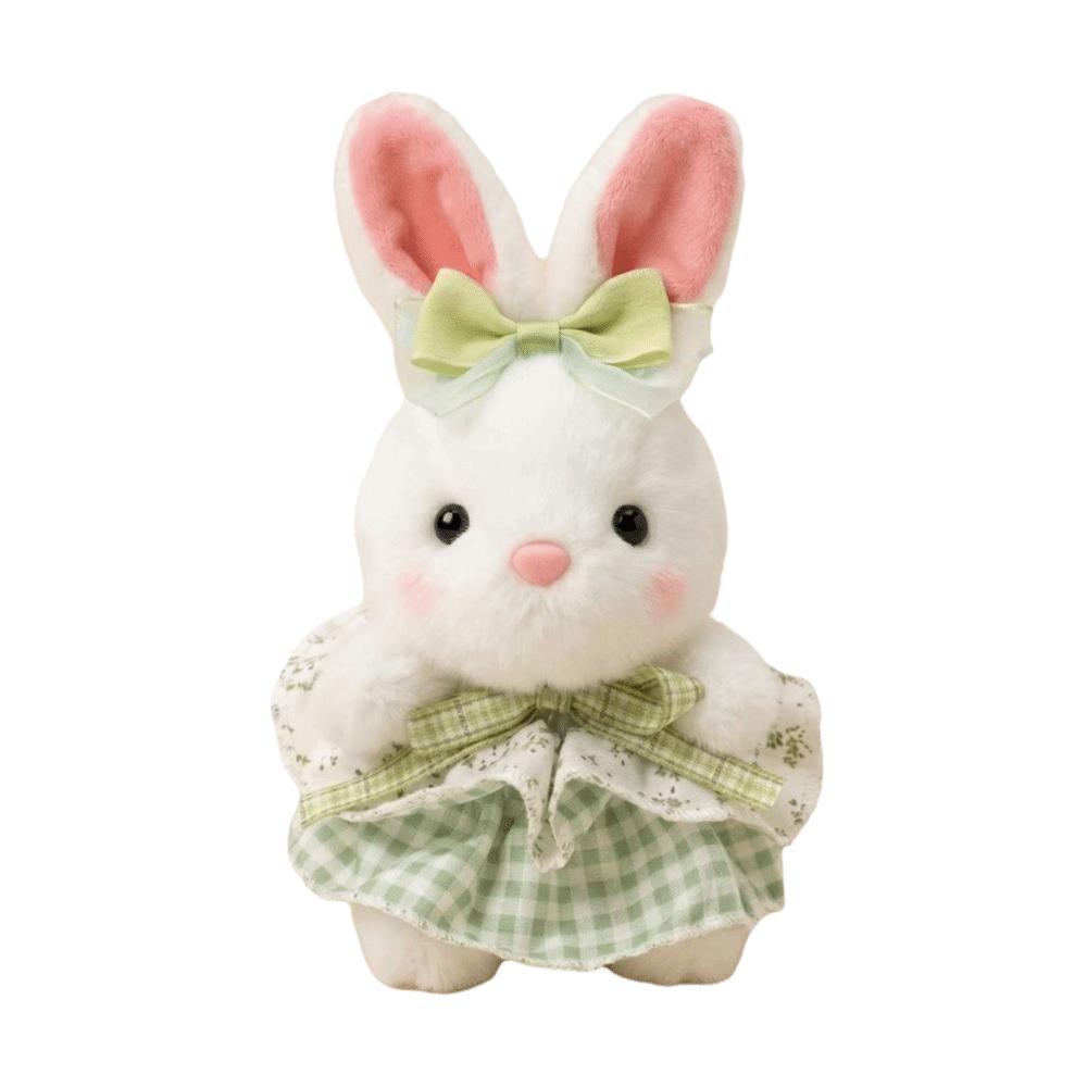 Floral Pattern Rabbit Plush Toy Big Bow Dress Bunny Plush Doll Cute Stuffed Rabbit Kid Pillow