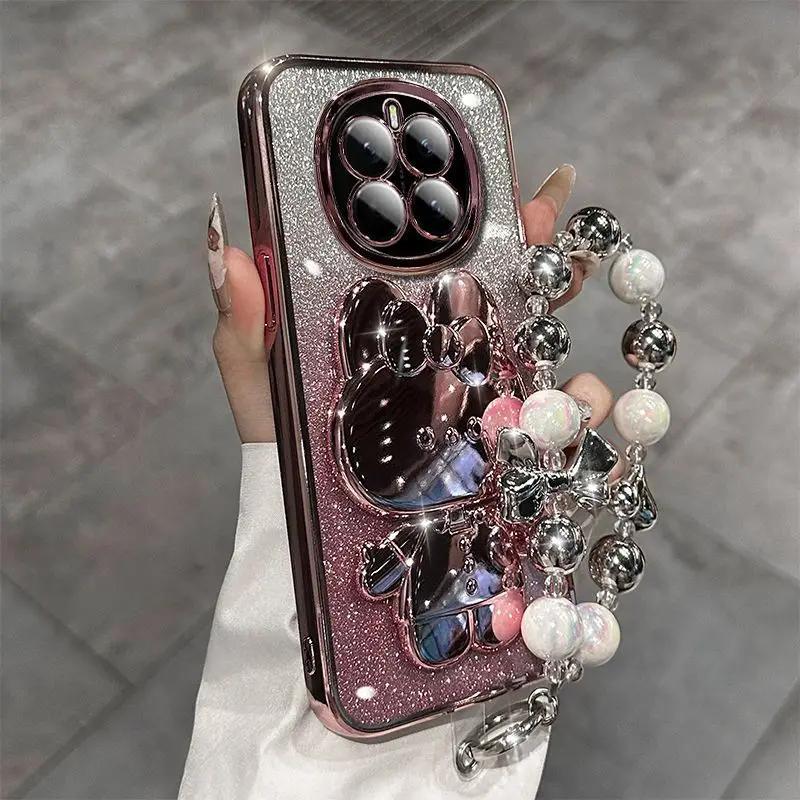 

Cute Rabbit Makeup Mirror Stand Case for Magic 7 Lite 6 5 Pro Magic7 Pro Honor X9A/B X9C X7A/B C Bracelet Protective Case For Magic 7