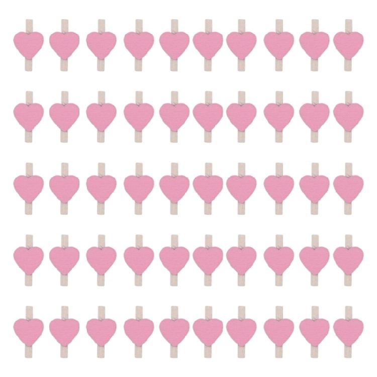 50Pcs Wood Heart Shape Pegs Wood Photo Display Clips Wood Clothes Pegs Photo Pins Set for Arts Crafts Hanging Pictures