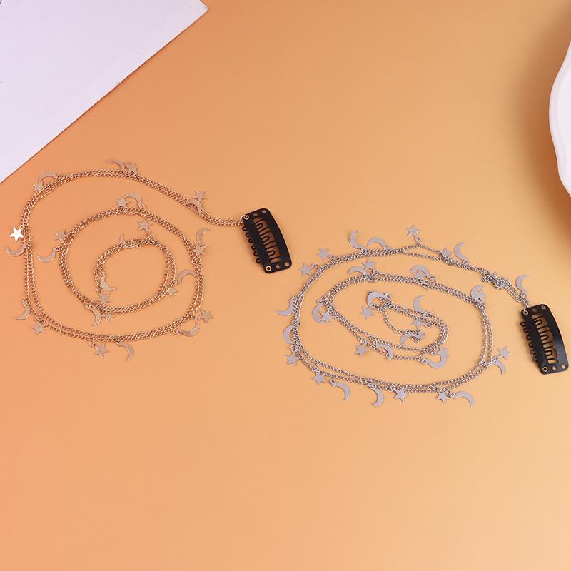 2Pcs Moon Star Braided Hair Chain Super Fairy Headdress Suitable For Women And Girls Daily Hair Accessories Gift