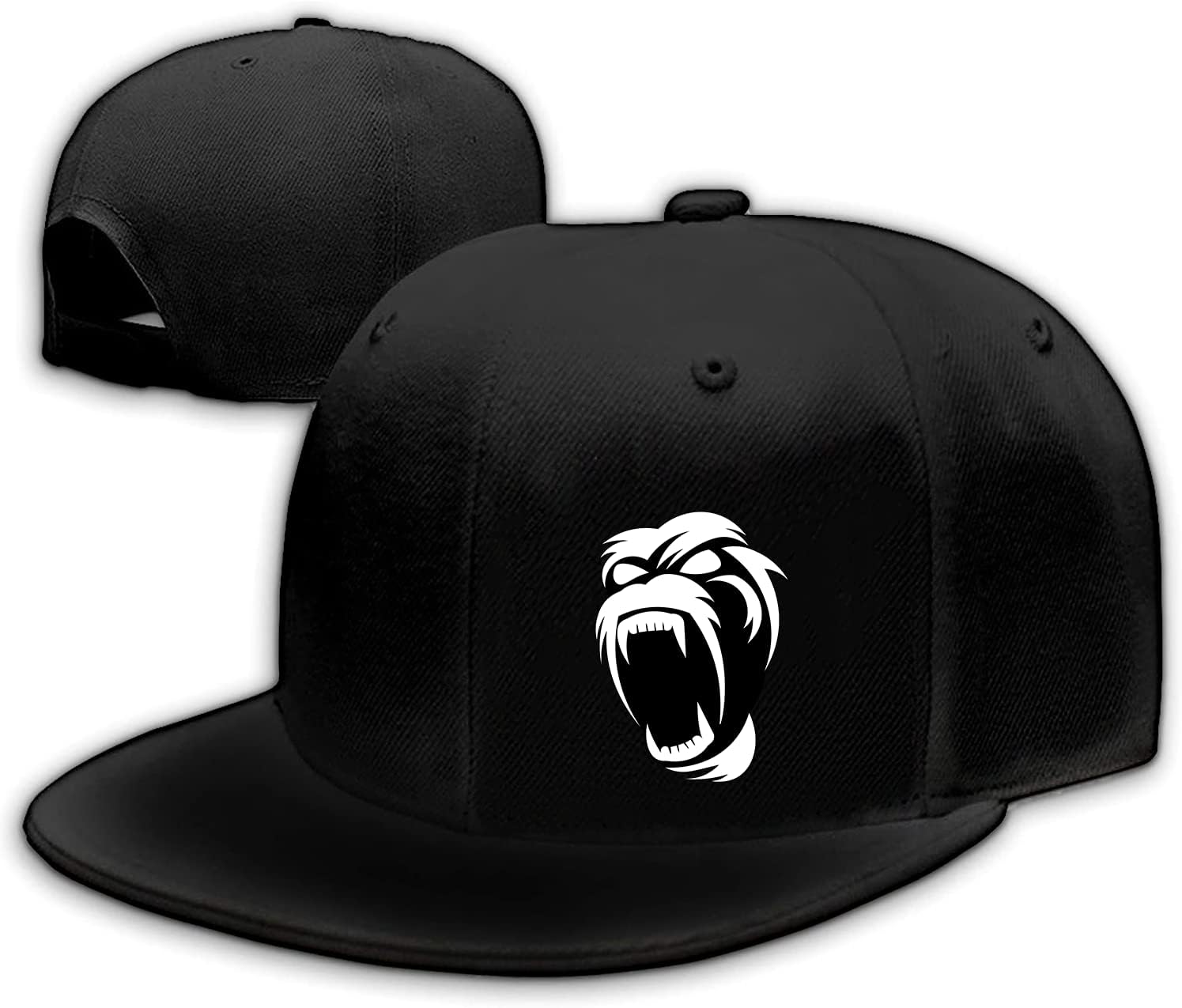 

Animal Gorilla Howl Snapback Dad Trucker Hats for Unisex Flat Brim Big Foot Hat Adjustable Black Baseball Cap Casual Washed Cotton Adjustable