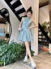Large size fat mm French sweet sleeveless polka dot dress women's summer vacation style thin waist vest short skirt