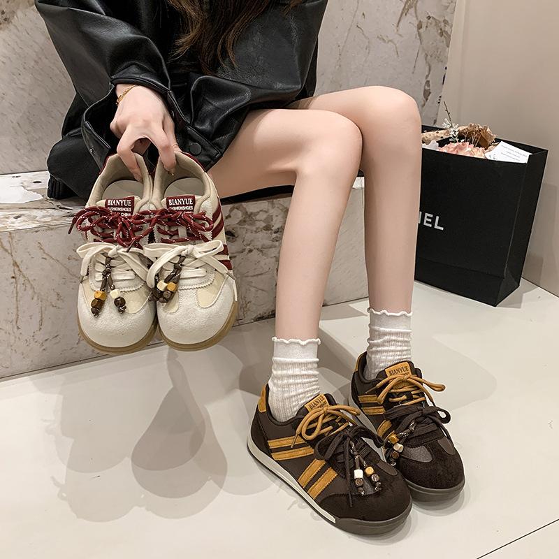 Platform-soled German training shoes women's autumn 2025 new Hong Kong style retro heightening versatile white shoes casual sports board shoes