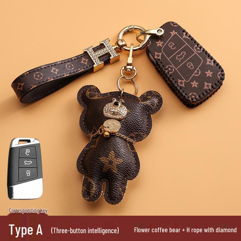 Volkswagen Car Key Cover for Sagitar, Bora, Lavida, T-Roc, Tiguan L, Golf 8, Tayron, POLO with Women's Bag Buckle