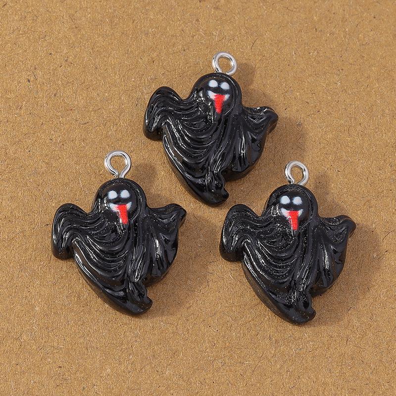 10pcs Cute Resin Halloween Charm Bat Ghost Pumpkin Pendants for Earrings Necklace DIY Bracelet Jewelry Making Accessories